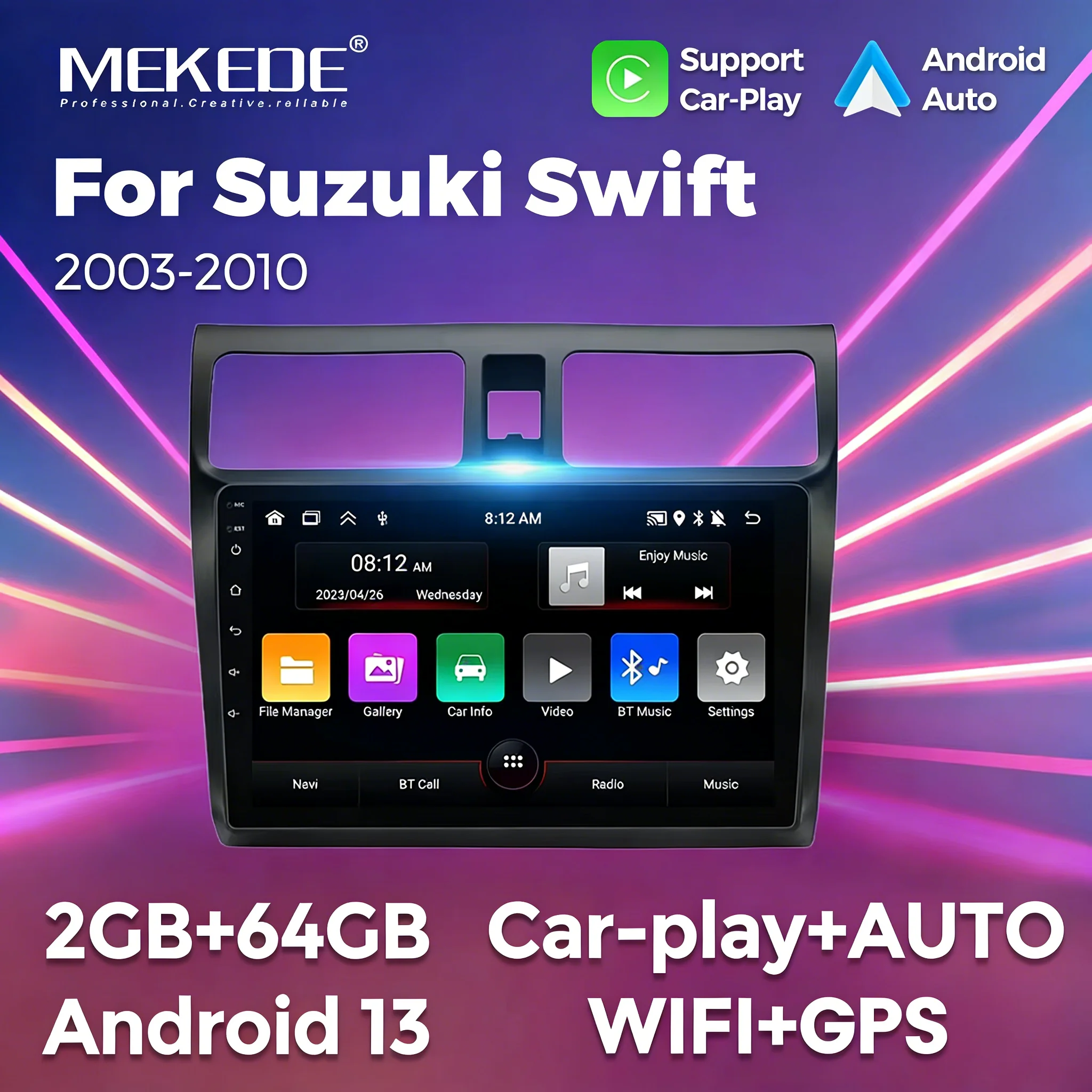 MEKEDE 2 Din Car Stereo for Suzuki Swift 2003 2006 2007 2008 2009 2010 Android GPS Head Unit WIFI Navigation System Carplay BT