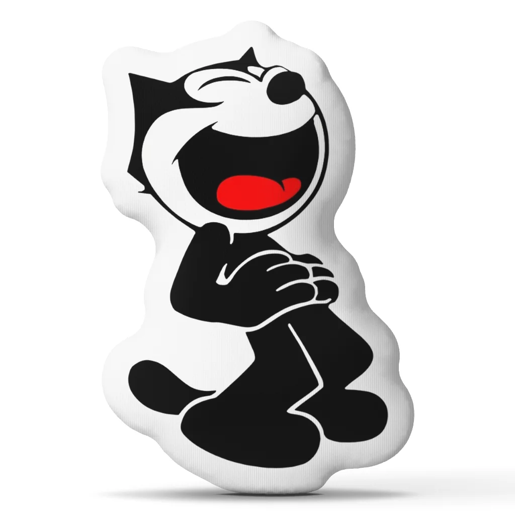 Felix the Cat Laughing Shaped Throw Pillow Stuffed Cushion Black White Cartoon Decorative Pillow Sofa Home Decor Art