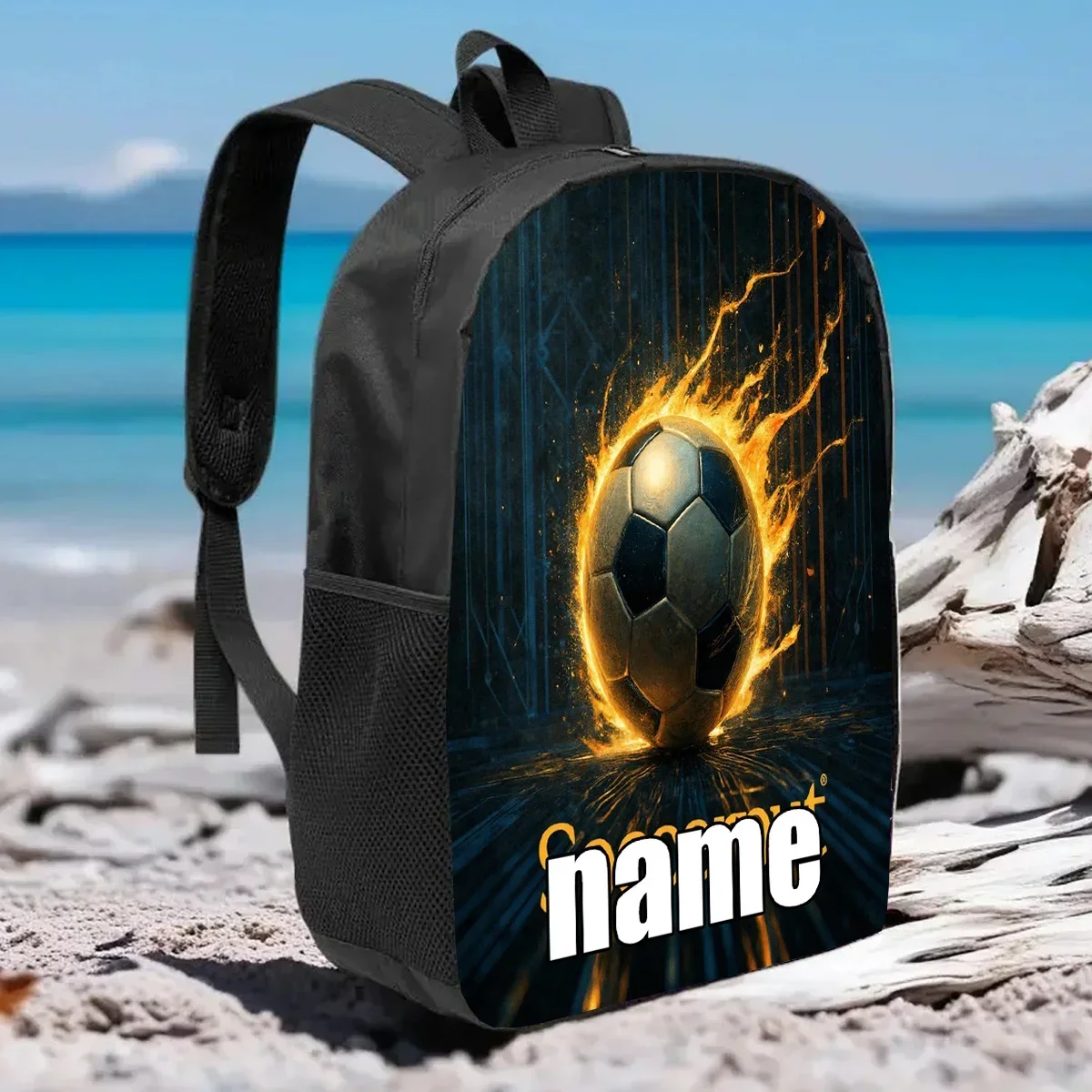 Custom Bag 1pc Customizable Text Soccer Backpack, Personalized Name Backpack, Large Capacity 17-Inch Casual Backpack Laptop Bag