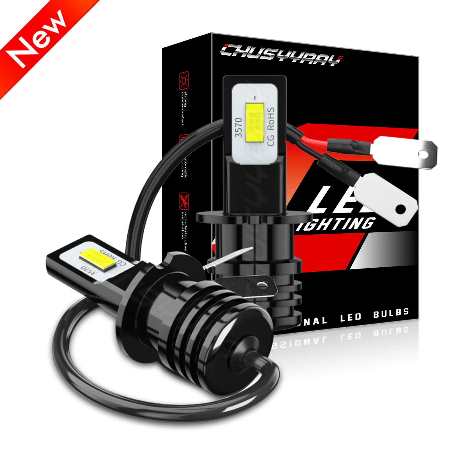 H3 LED Fog Light Bulb Conversion Kit Super Bright Canbus Super White High Power 40W 11000LM