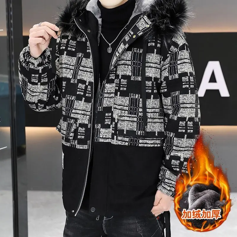 High Quality Winter New Print Men Jacket Thickened Loose Coat Men Harajuku Jacket Versatile Coat Jaquetas Masculino