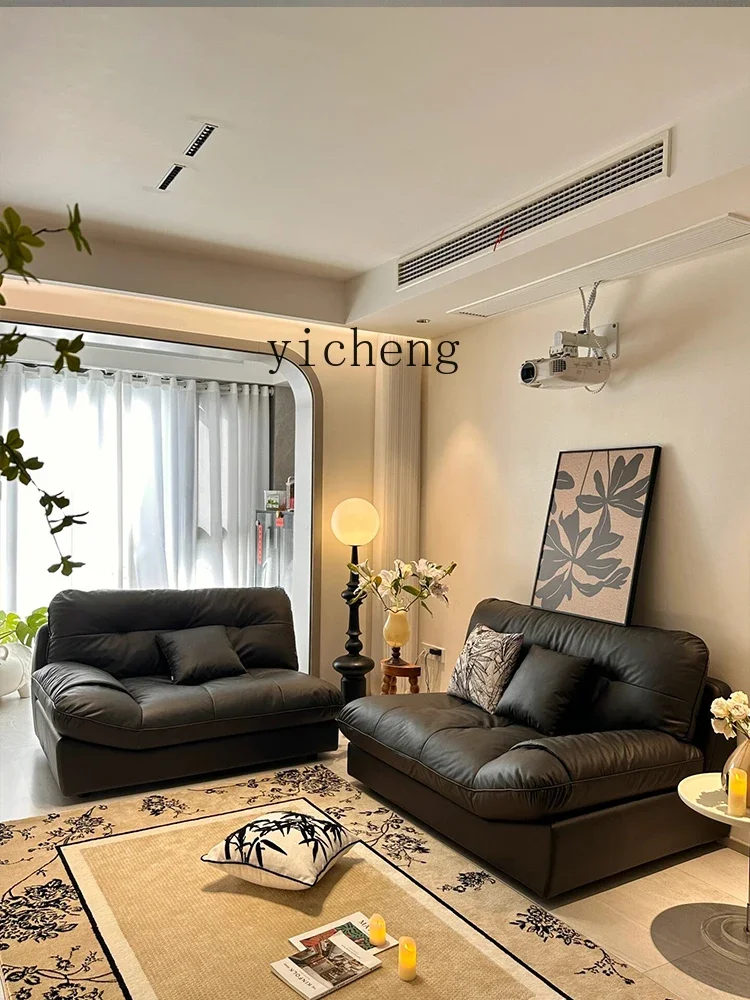 Cloud Sofa Living Room Leather Sofa Technology Fabric Combination Straight Row Sofa