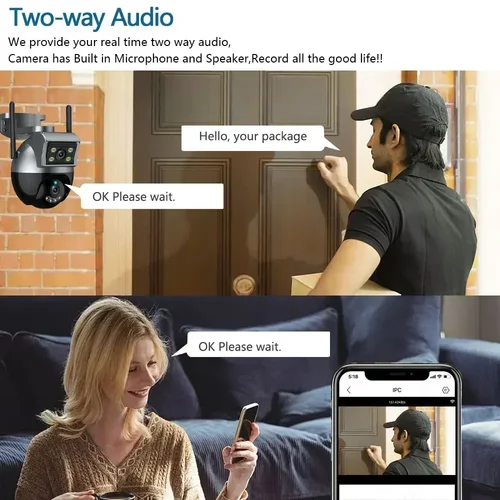 Imagen 2 del producto 360 ° Cámara WiFi PTZ de doble lente 4K de 8MP con seguimiento automático - Cámara de seguridad inalámbrica para exteriores (compatible con Tuya)