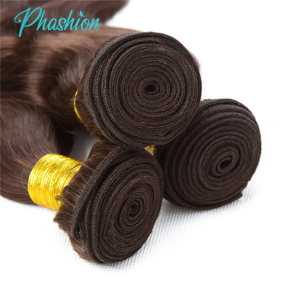 Phashion Chocolate Brown Body Bundles 1/3/4 Pcs Soft  Human Hair #4 Colored 100% Remy Brazilian Hair Extensions On Sale 10A