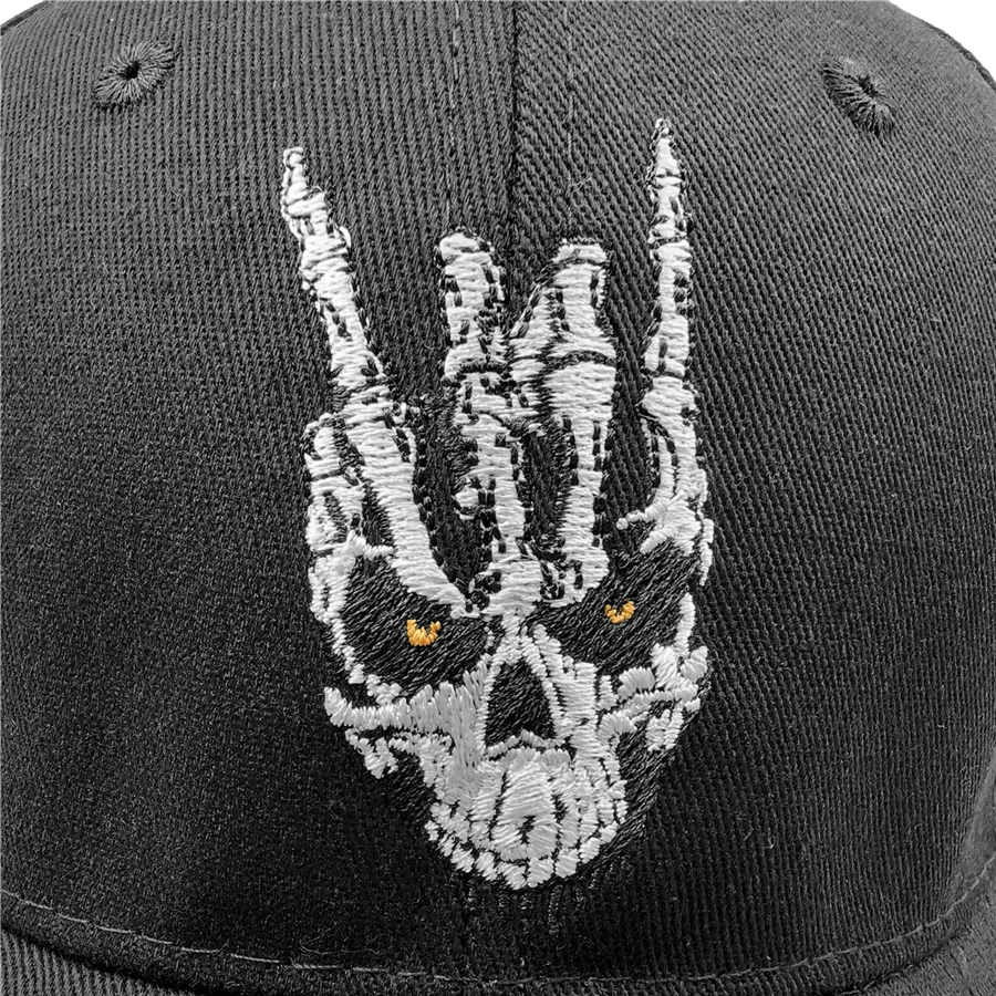 Peculiar Rock Gesture Bone Embroidery Snapback Baseball Caps for Men Women Outdoors Sun Protection Decoration Summer Hats Zj23