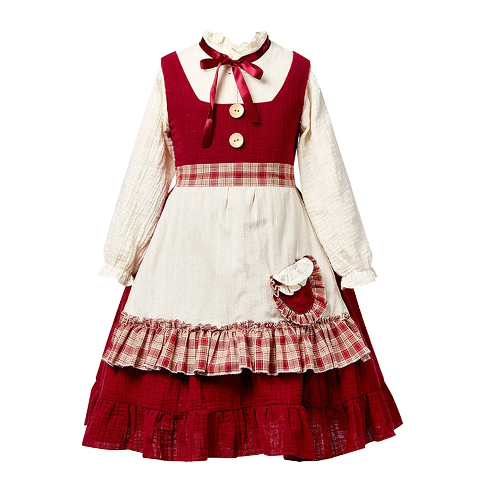 Kid Lolita Dress Girl Little Red Cosplay Riding Hood Performance Children\'s Day Costume Halloween Christmas Makeup Party Clothes