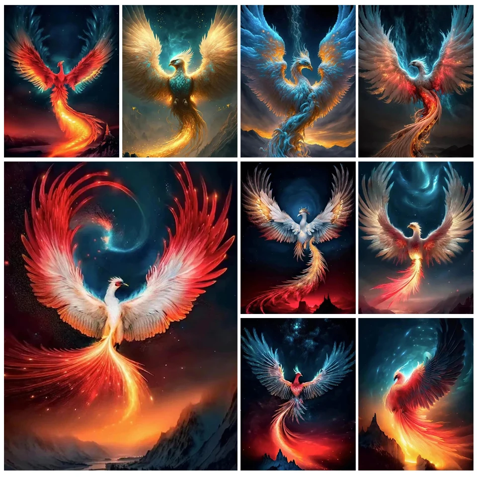 Полноразмерная/круглая алмазная живопись, мозаика Феникс, вышивка Фэнтези, мозаика, птица, животное, домашний декор WE1887