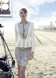 Customized Elegant Lvory Short Straight Mother of Bride Dresses for Women With Jacket Lace Evenning Bridal Gown For Women 2025