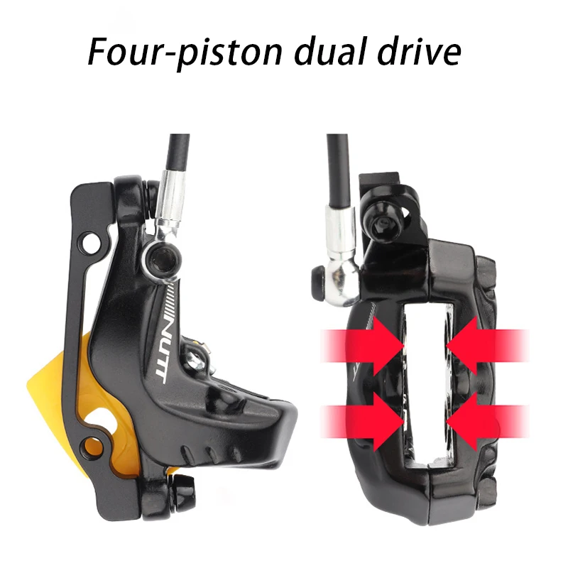 NUTT 4-Piston Hydraulic Cutoff Brake E-Bike & Electric Scooter Disc Brake for Zero 10X/11X, Vsett 10+/9+, Kaabo Wolf Warrior 11