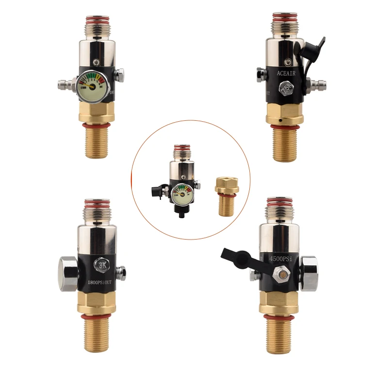 HPA Scuba Air Tank Pressure Regulator Adjustable 0-1800PSI Gas Filling Adapter Regulating Valve For Compressor Aquarium Fittings