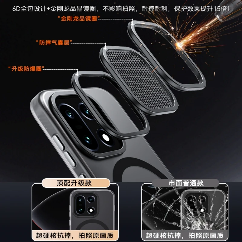 Untuk OnePlus 15 Untuk Casing Magnetik Magsafe Untuk One Plus 15 5G 1+15 Kulit Mewah Terasa Matte Transparan Pelindung Kamera Bumper