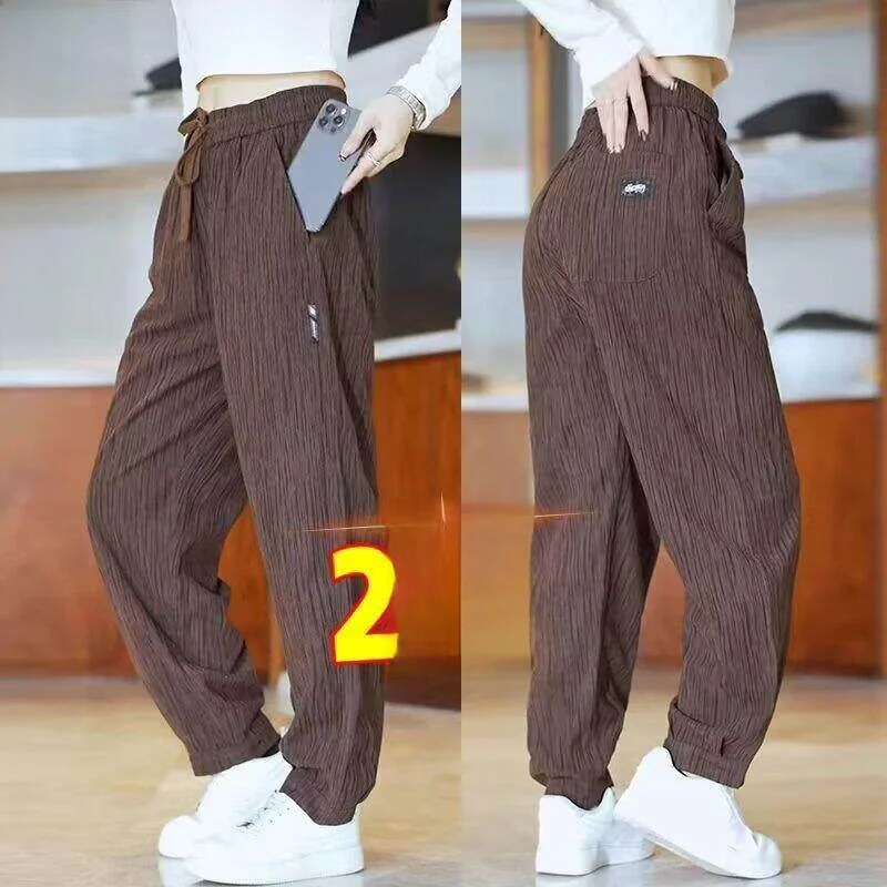 Men's Casual Harem Pants Summer New Style Breathable Sport Pants Simple Match Ice Silk Thin Large Size Long Pants Loose Fit
