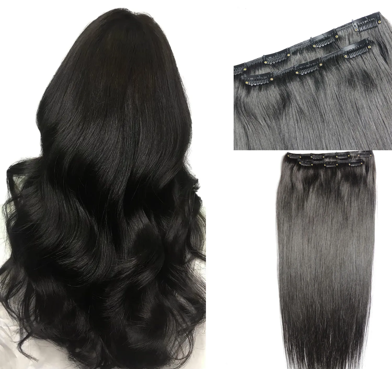 

Chocala 100% Brazilian Remy Human Hair Extensions clip in hair 16"-24" 140g 2pcs Set 1x20 1x15 Natural Straight