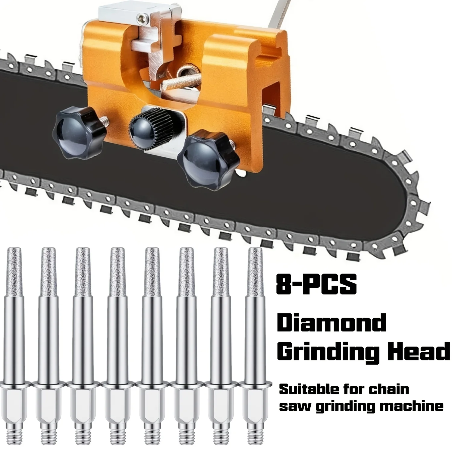 8Pcs Chainsaw Sharpener Grinding Head Portable File Sharpening Tool Hand Crank Grinding Bit for Grinder Machine, Sharpener