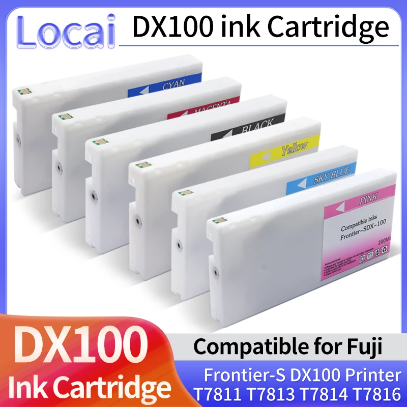 200ML DX 100 DX-100 T7811-T7816 Ink Cartridge Dye-based Ink For Fuji Frontier-S DX100 Printer T7811 T7812 T7813 T7814 T7816