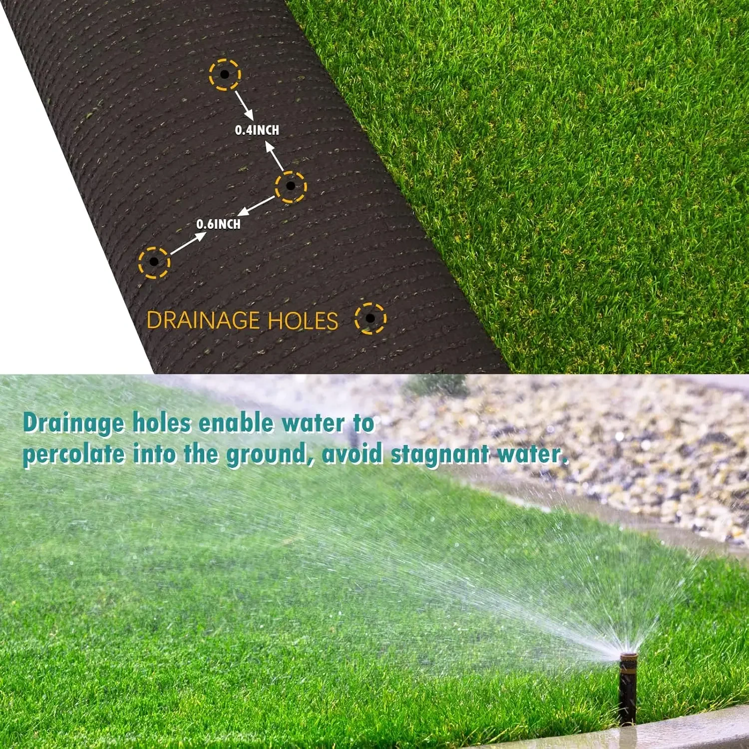 Artificial Turf Grass Indoor Outdoor 7 ft x 15 ft, 0.8 inch Realistic Synthetic Fake Grass, Artificial Lawn Rug Dog Pets Mat, Tu
