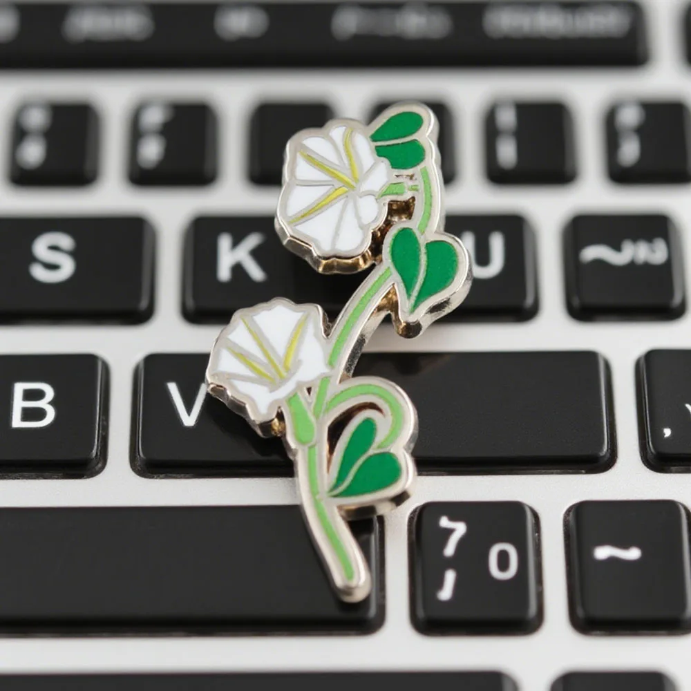 Morning Glory Flower Badge Ipomoea Nil Enamel Pin Beautiful Floral Jewelry Women's Gift Accessories
