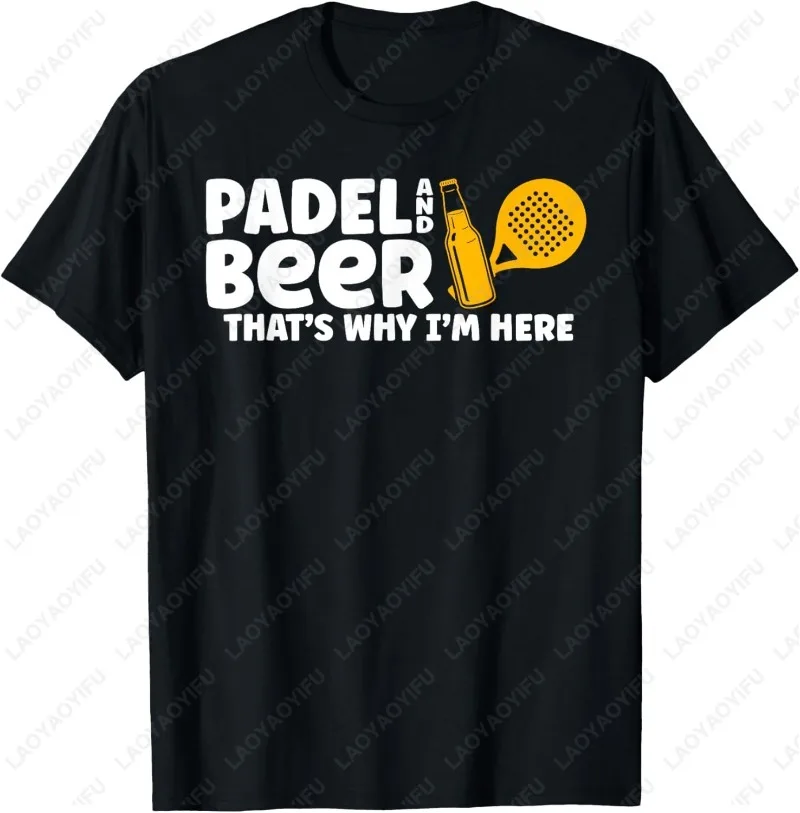 Lustiges Tennis-Spruch-Pel und Bier, Unisex-Erwachsene, Baumwoll-T-Shirt, kreativer Trend, Sport, lässiger Stil, einfache Nostalgie, klassische Tops