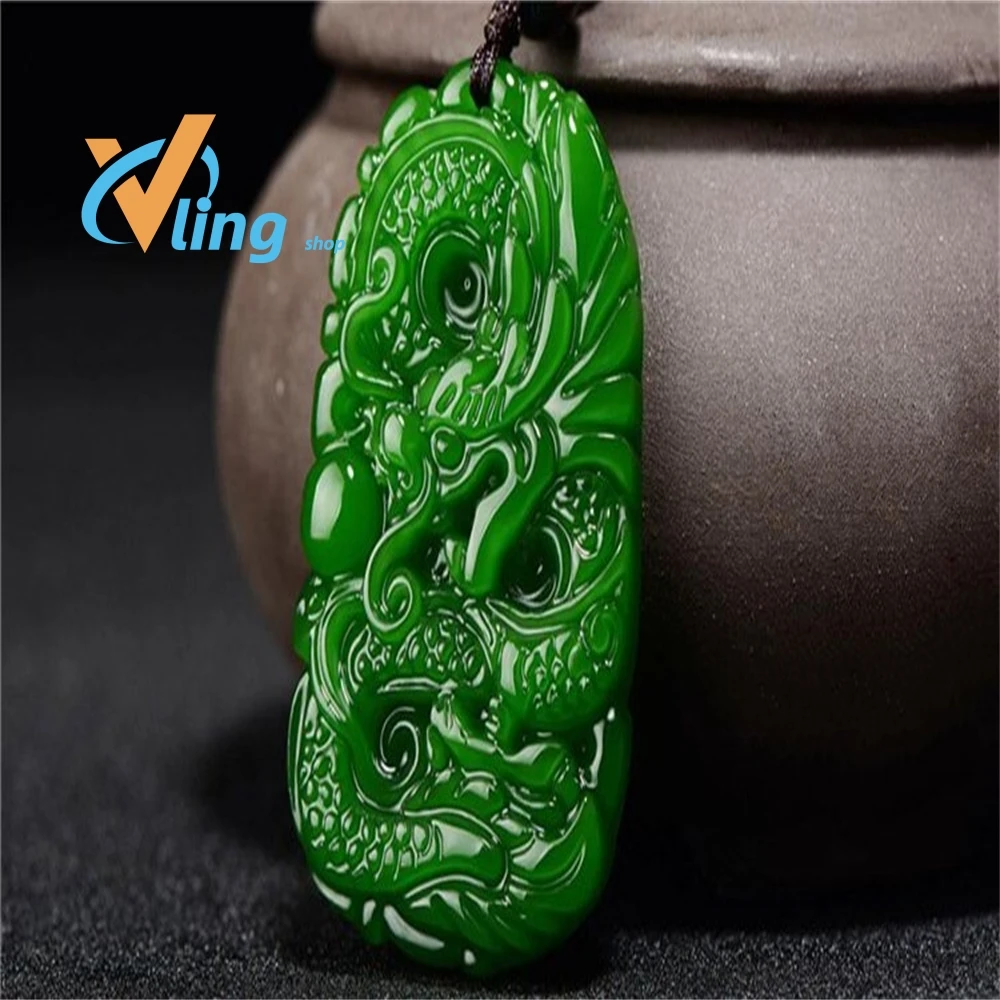 

Natural Jade Green Hand-carved Zodiac Dragon Fashion Boutique Jewelry Men and Women Necklace Gift Accessories