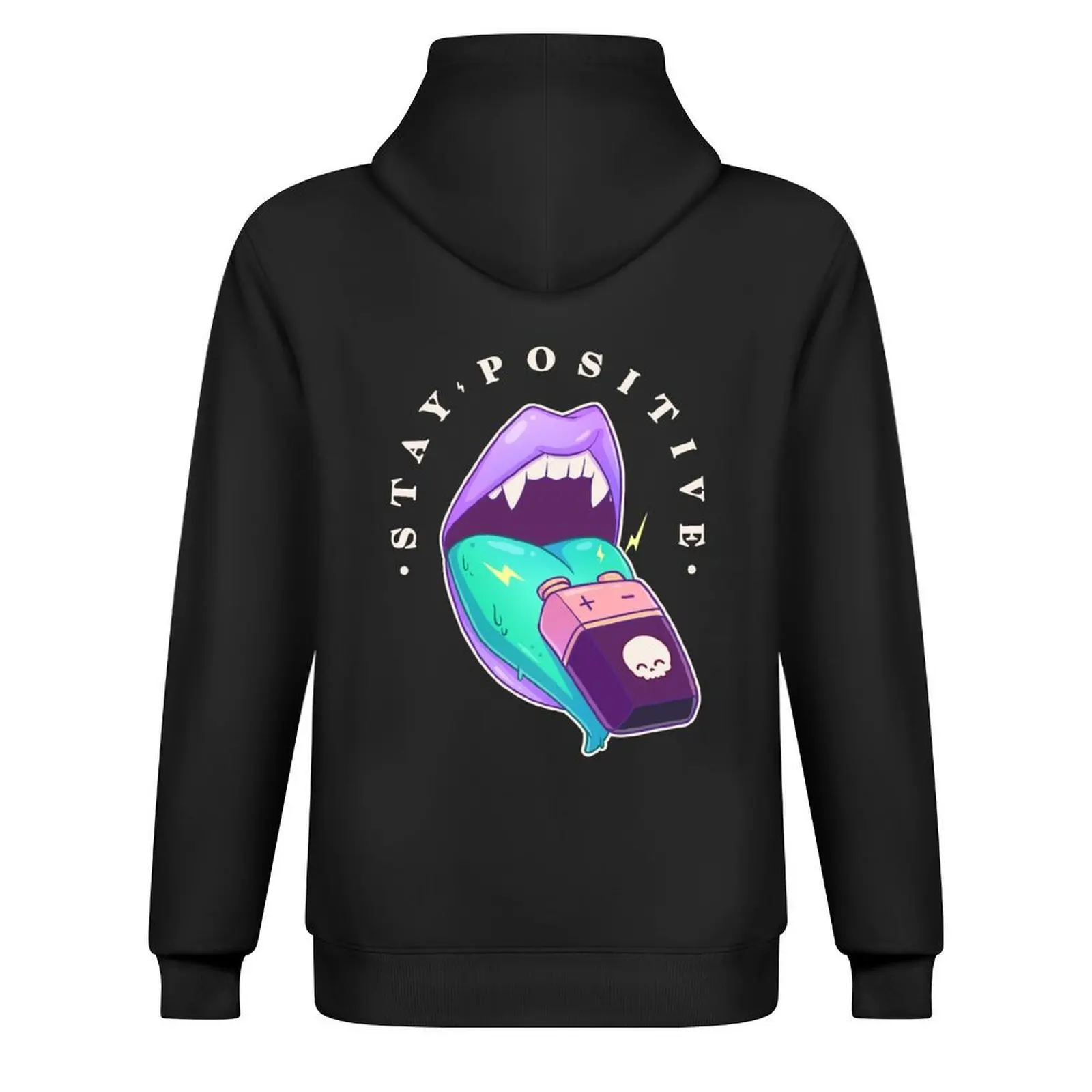 Stay Positive Pastel Vampire Mouth - Kawaii Krypt Hoodie ملابس رجالي معطف رجالي بلوزة ملابس رجالية رياضية