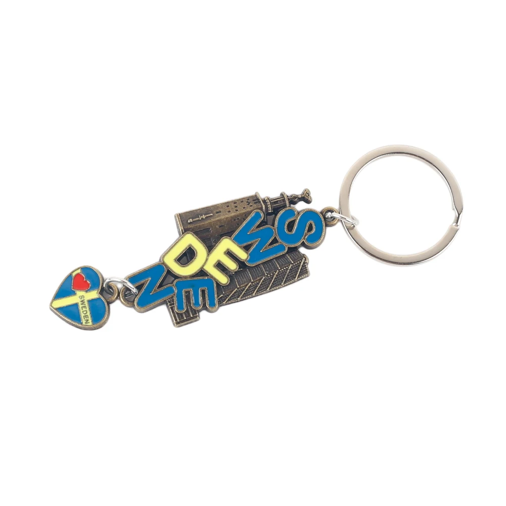 Sweden Keychain Souvenir Swedish Landmark Key Ring Pendant Bag Charm Keychains for Men Women Party Jewelry Gifts Accessories