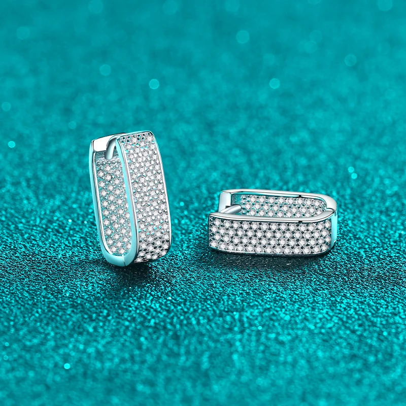 D Color Moissanite Hoop Earrings in 925 Sterling Silver