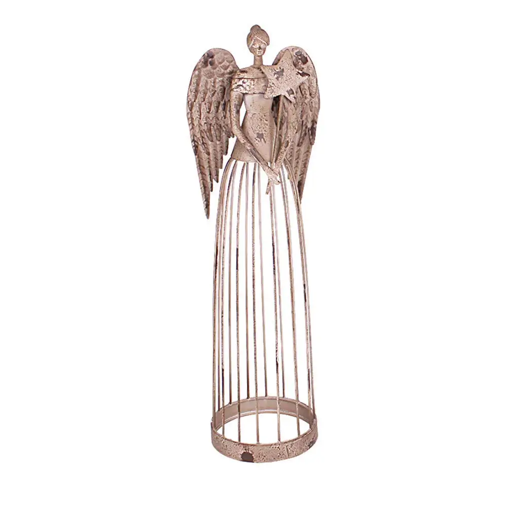 Antiqued Metal Garden Angel Statue with Star Wand, Indoor Outdoor Angel Yard Art Decor Lawn Patio Decorations, Customized