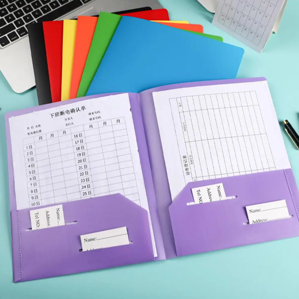 File Folders with Pockets Business Card Slot Folders Waterproof Plastic File Folder with Pockets Business Card Slot 6 Pack