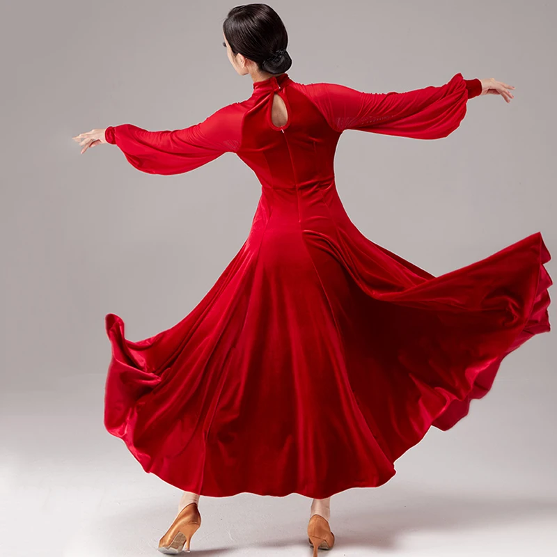 New Ballroom Dance Competition Dress National Standard Modern  Costumes Big Swing Velvet Women Waltz Dancing Clothes