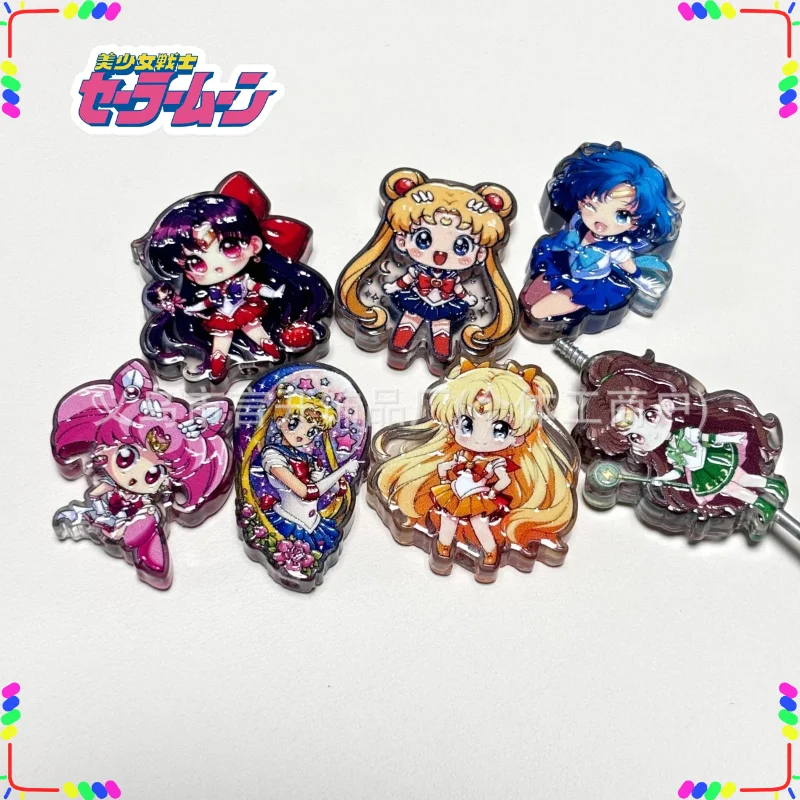 

Cartoon Anime Q Edition Sailor Moon Beads 100pcs Double sided printing Handmade DIY keychain,jewelry bead pen accessory material