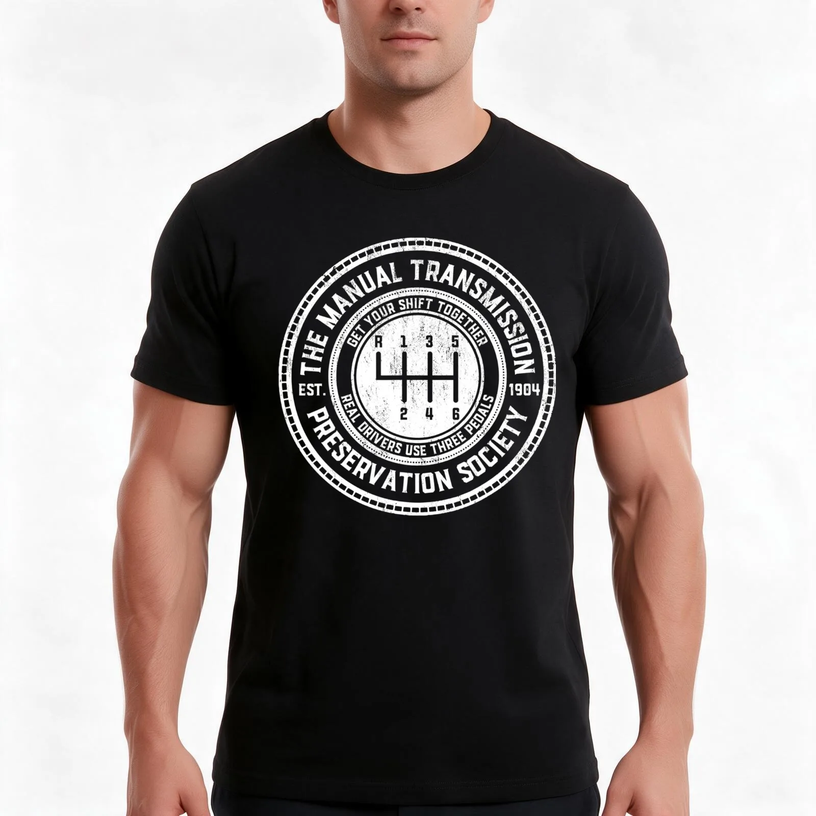The Manual Transmission Preservation Society T-Shirt, Summer Casual Cotton Tee, Oversized Streetwear Tops, Vintage Graphic Print