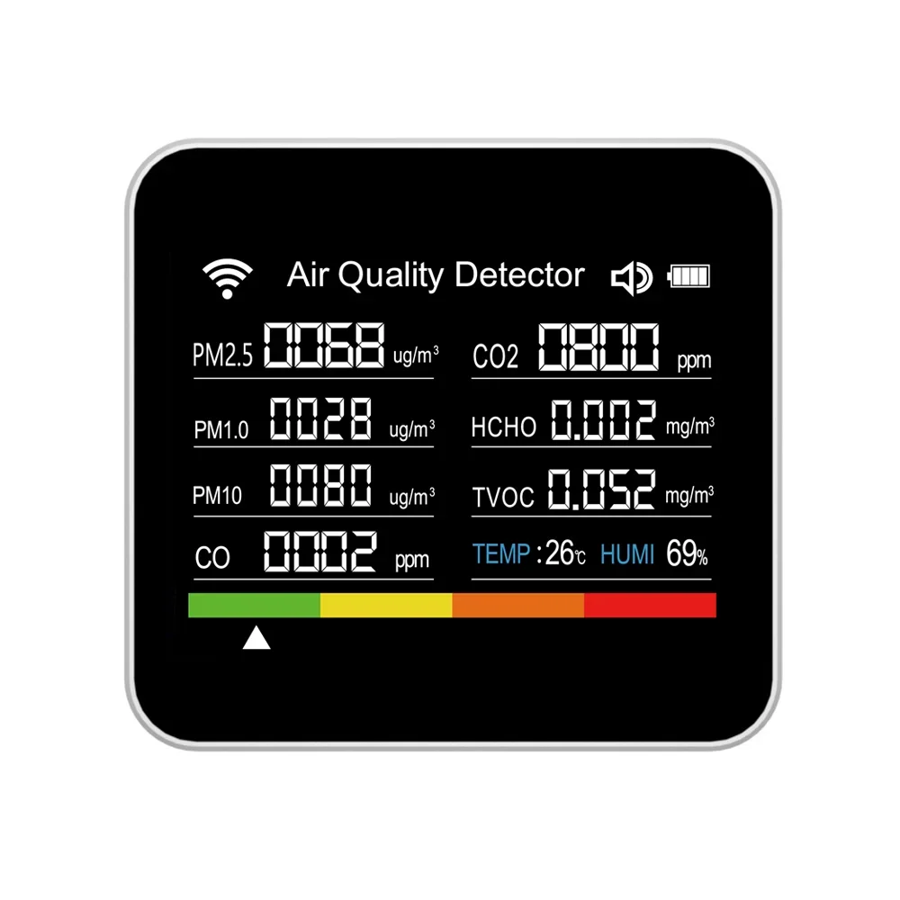 14 Mini Portable PM2.5 PM10 TVOC CO2 Formaldehyde Detector Meter Indoor Air Pollution Sensor Air Quality for Home Office