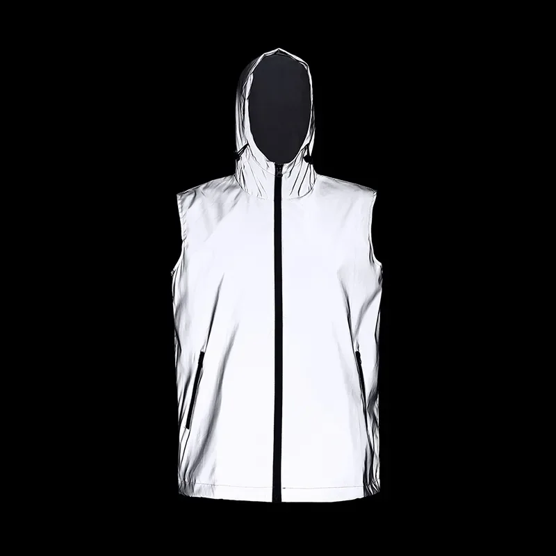 Night Safety Vest Double Fabric Windbreaker Hooded Jacket Men Waterproof Zipper Safety Jackets