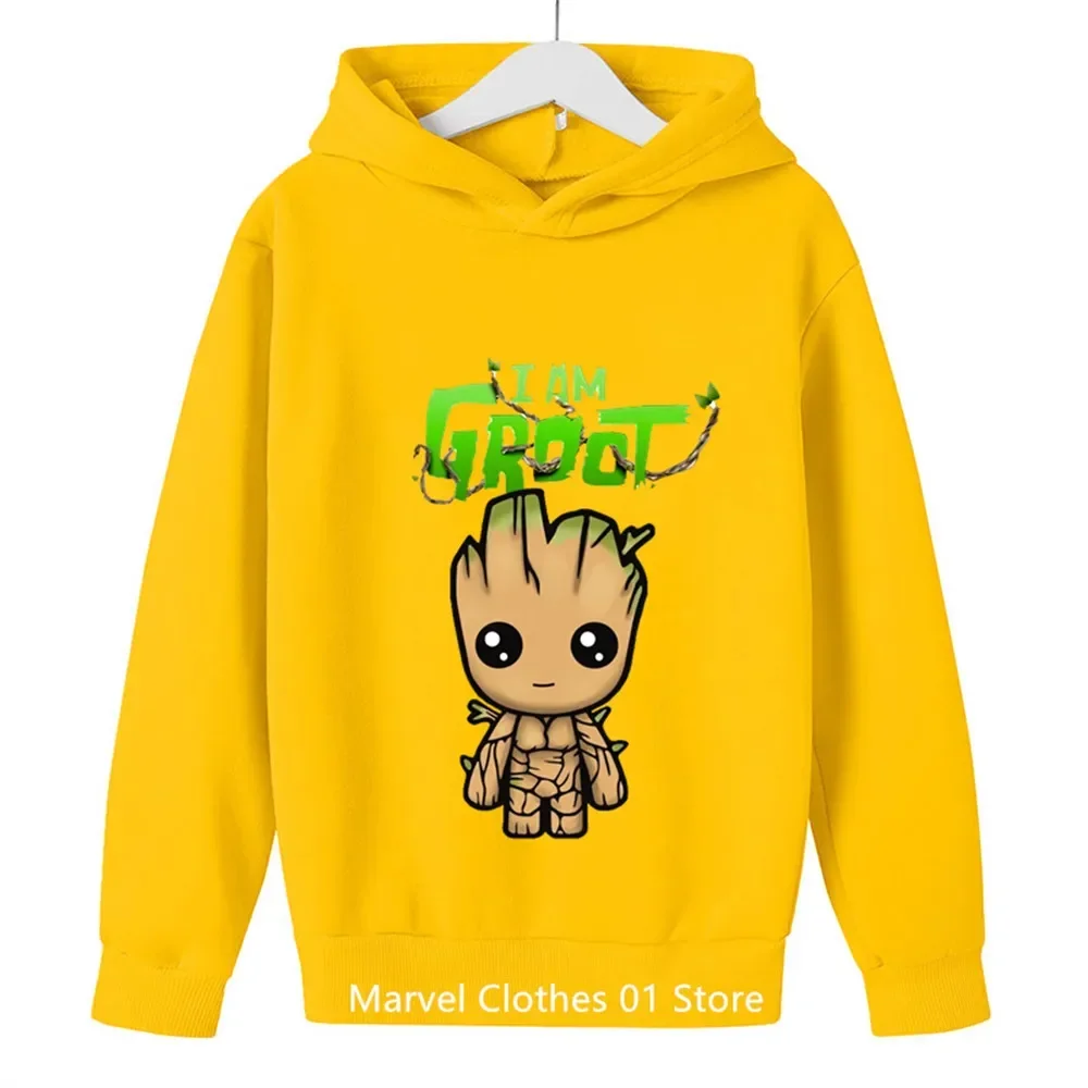 Kawaii Groot Hoodie Kids Clothes Girls Clothing Fashion Baby Boys Clothes Autumn Warm Sport Sweatshirt Children Tops