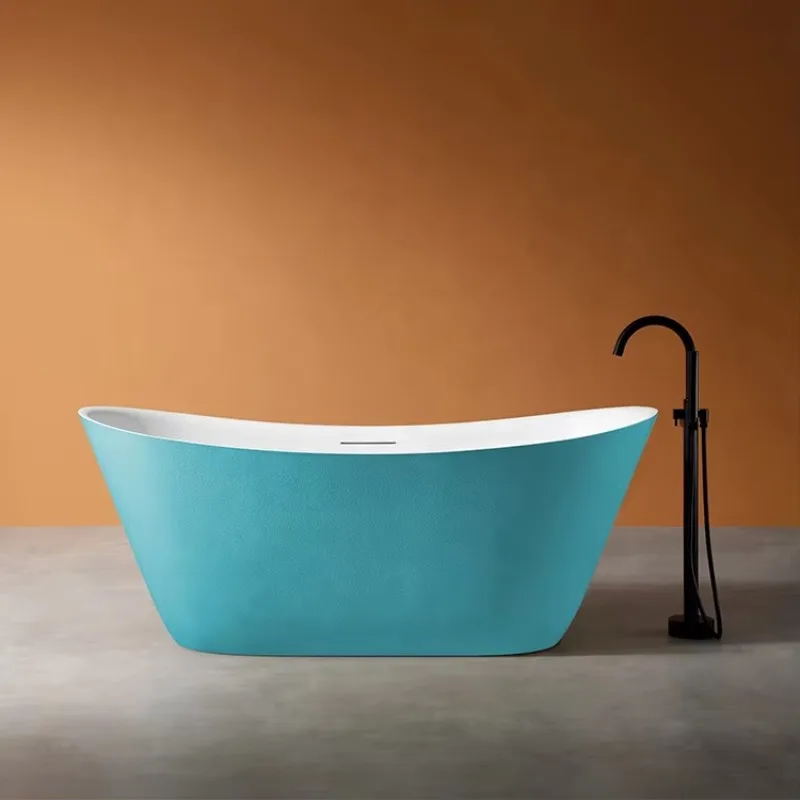 

New Arrivals Oval Bathtub for Adults Indoor Bathroom SPA Japanese Soaking Bath Tub Artificial Stone Freestanding Bathtub