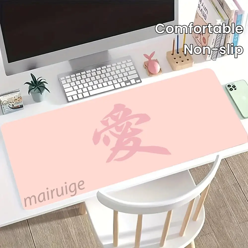 

Коврик для мыши с китайским иероглифом Love, большой коврик для компьютерной офисной игры, настольный коврик XXL, резиновые противоскользящие прошитые коврики для клавиатуры, длинные настольные коврики