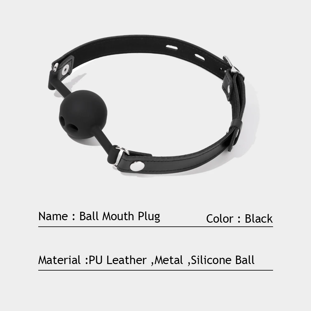 Detachable Ball Gag Black Silicone Mouth Gag 3 Breathing Holes Ball Plug for SM Games Adult Toys