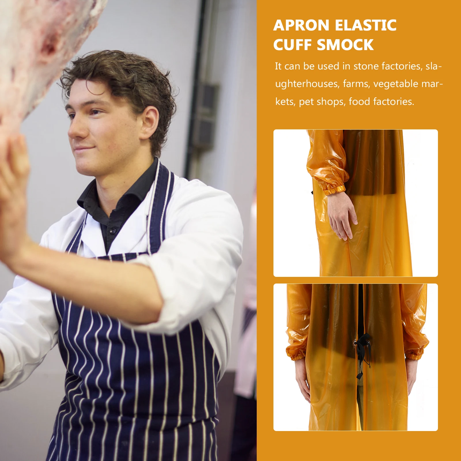 

Waterproof Work Clothes Splash-proof Overalls PVC Smock for Stone Factory Slaughterhouse Farm Vegetable Shop Food