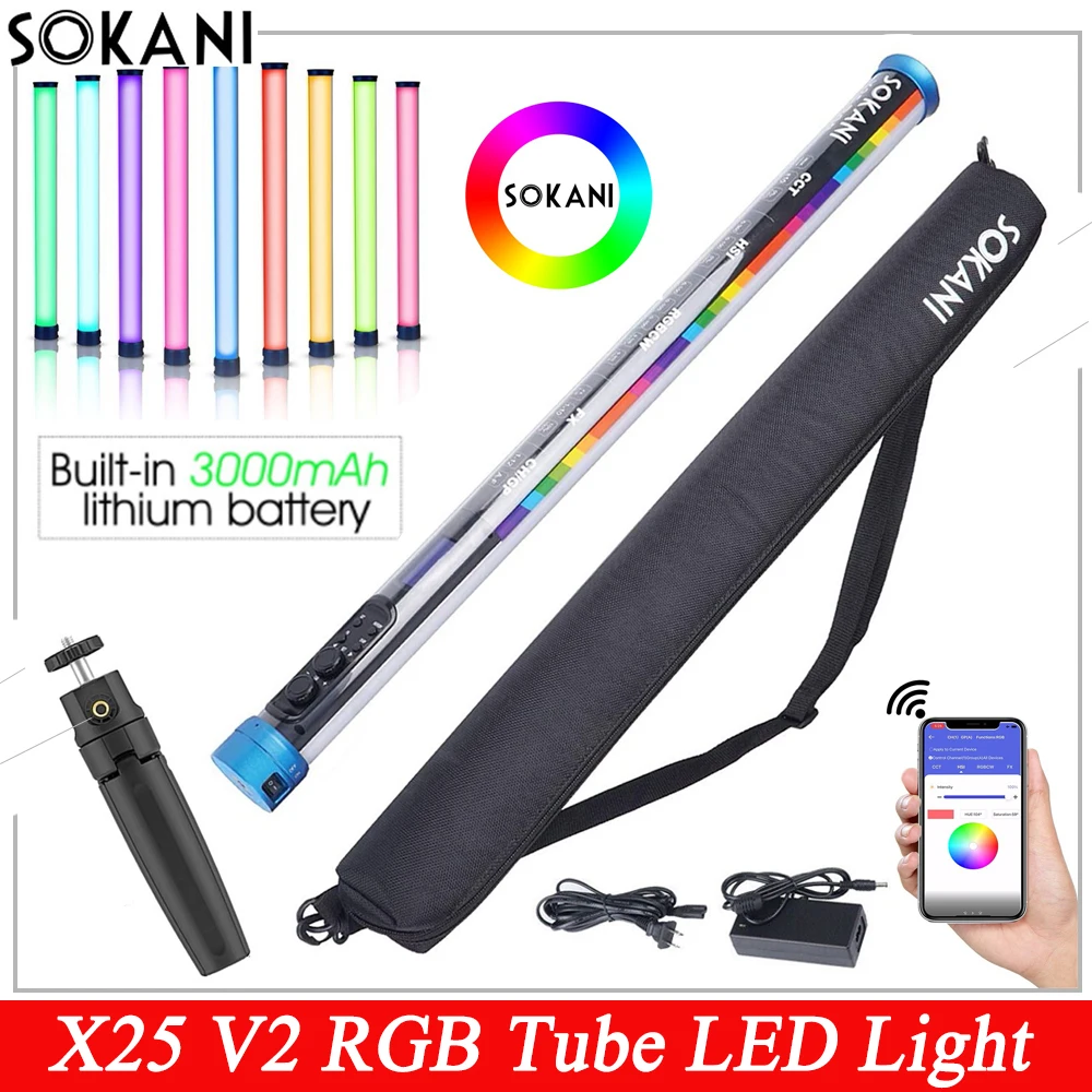 

Sokani X25 RGB LED Video Light Handheld Tube Wand Stick CTT Photography Lighting 3000mAh APP Control for YouTube Tiktok