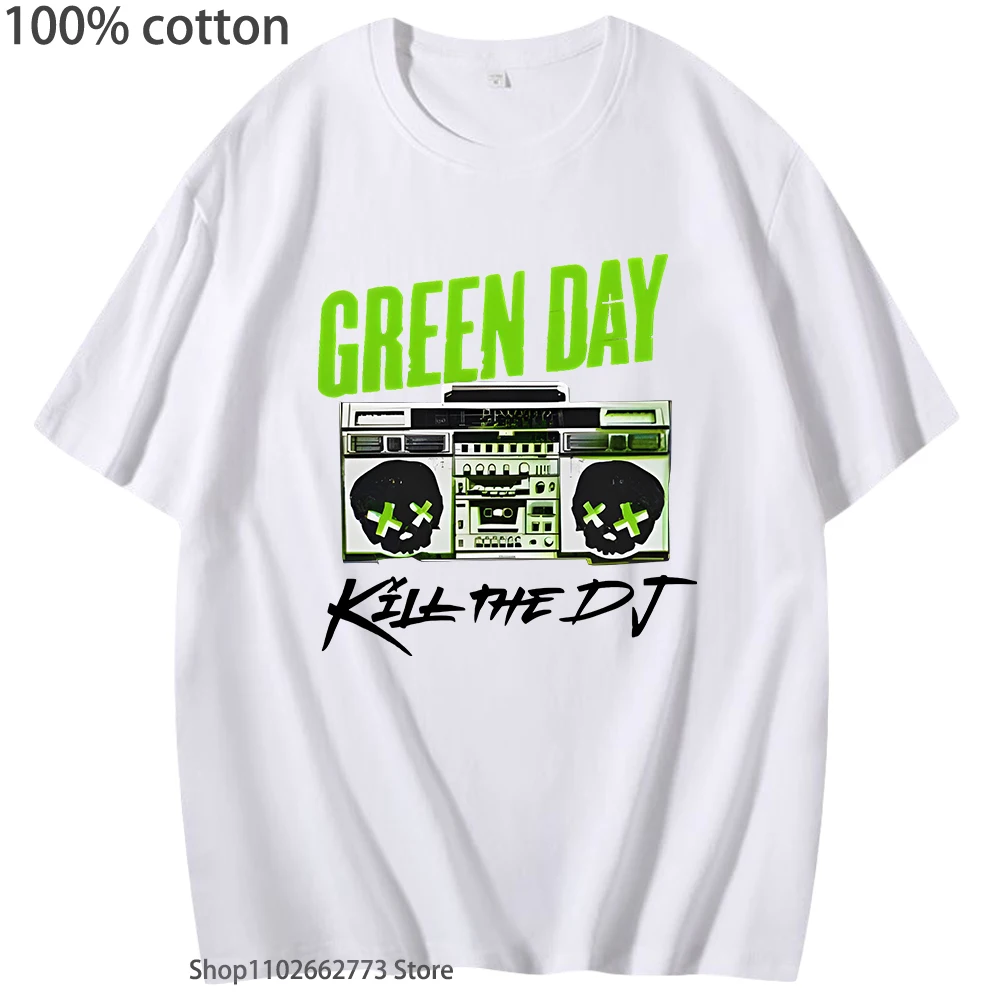 Unbekannt Men's G-green Day Kill The Dj T-Shirts Rock Band T Shirt Fashion Womens Clothing 100% Cotton Y2k Tees for Men Harajuku