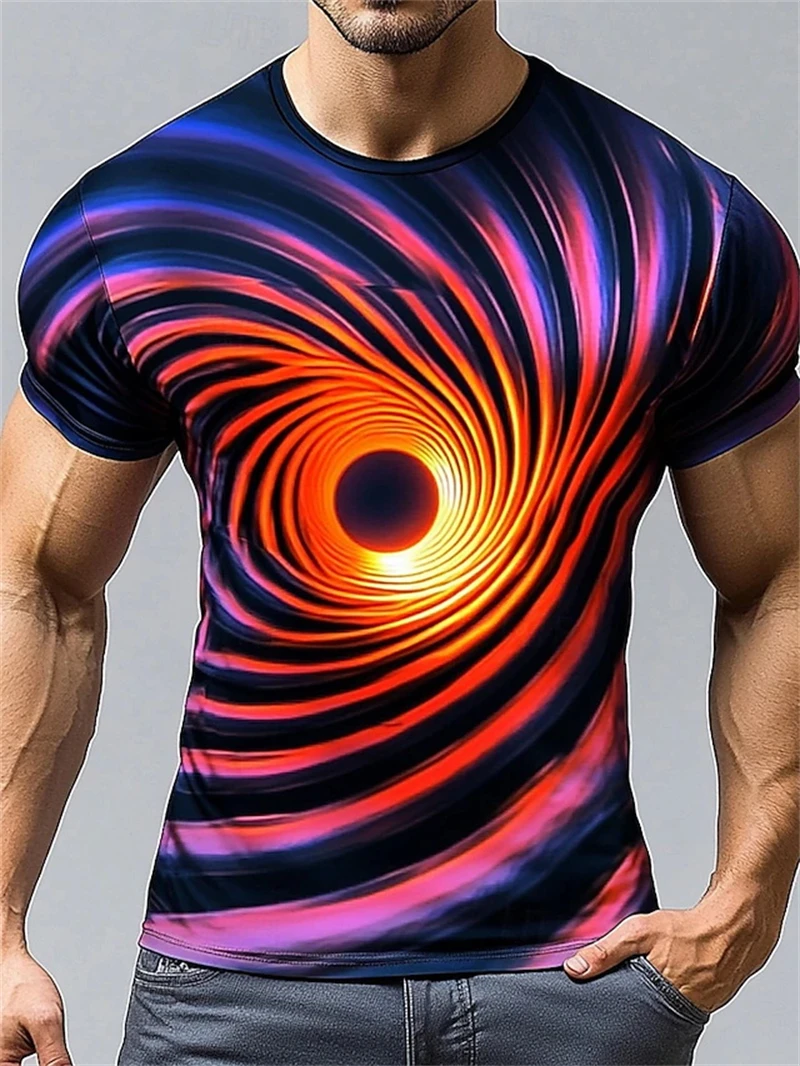 Funny Optical Illusion Graphic T Shirt For Men 3D Printed Art Abstract T-shirt Y2k Tops Harajuku Fashion Street Unisex Clothing image 5