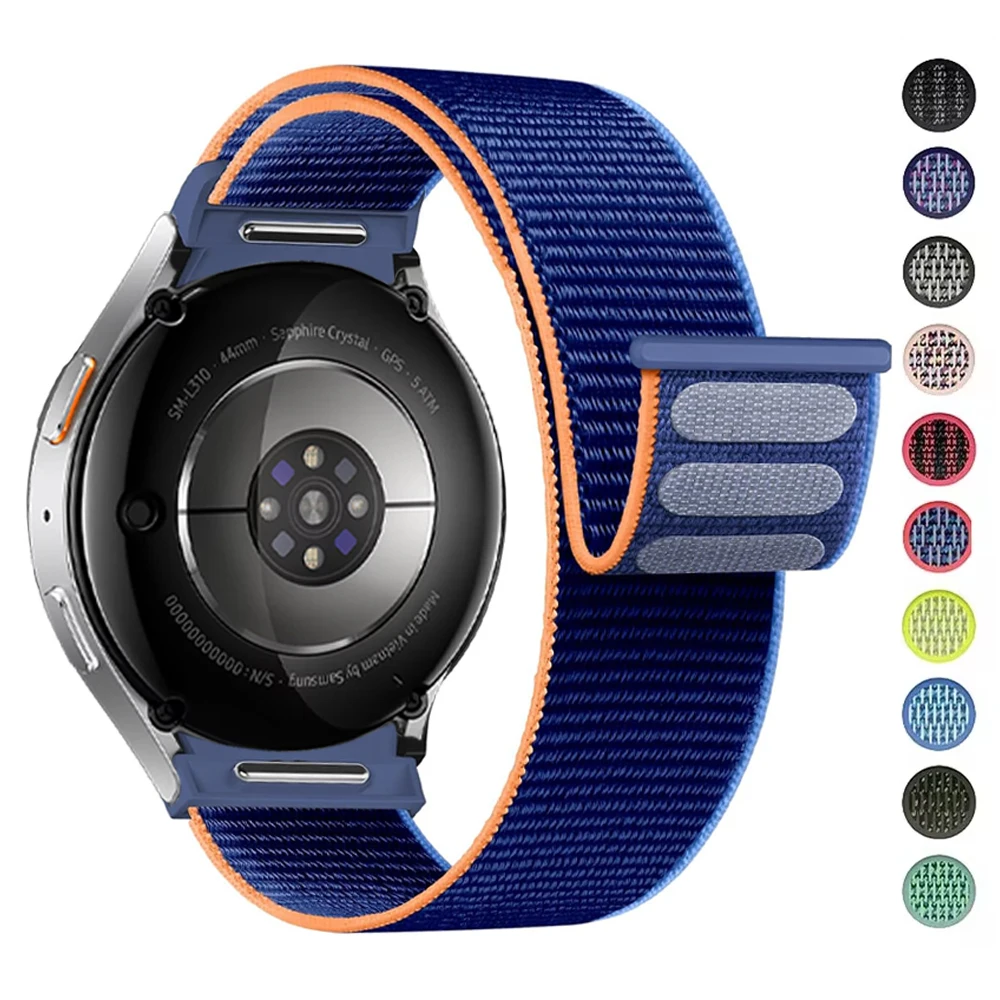 Bracelet Sport Loop en nylon pour Samsung Galaxy Watch 7/6/4/Classic/5 Pro 44 40 mm - Bracelet de poignet sans interstice compatible avec Galaxy Watch