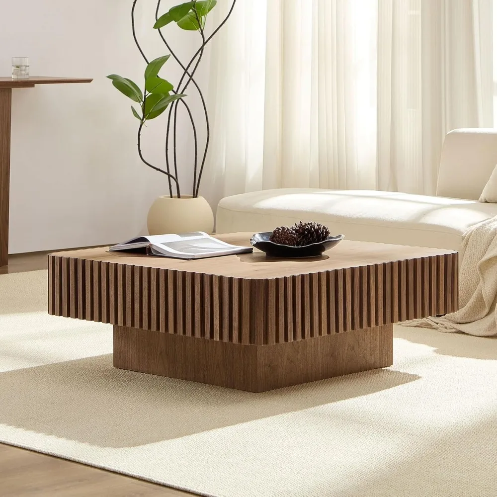 

Walnut Coffee Table Modern Handcraft Drum Wooden Solid Wood Veneer Tea Tables for for Living Room Apartment, Coffee Table