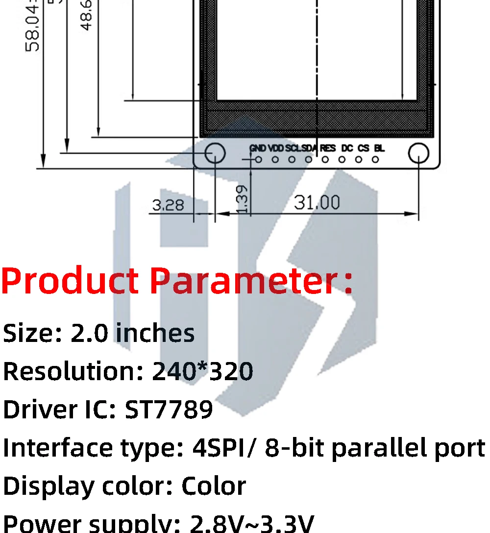 MeevrgR Farb TFT LCD Display Modul, Auflösung 240 x 280, mit ST7789V2  Treiber für SPI Schnittstelle, IPS Bildschirm, 3,3 V, 2 Stück