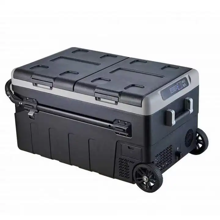 

Fridge with Wheels Freezer Box Dual Temperature and Dual Control Picnic Camping Dc 12V/24V AC100-240V 65W