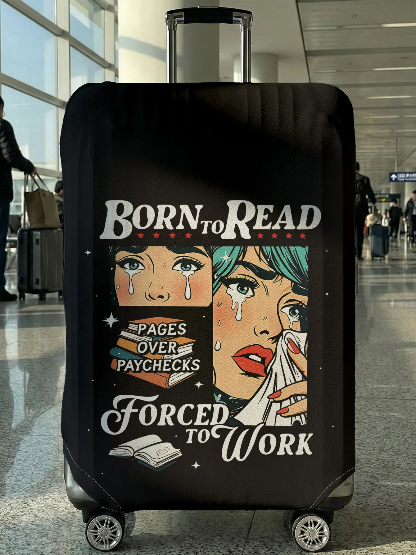 

Pop style reading girl luggage protection cover, suitable for 18-32 inch luggage covers, luggage handle gloves, travel accessori