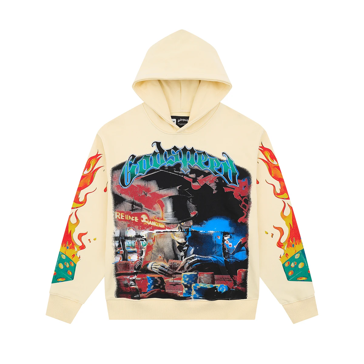 

Front Pocket Letter Print Washed Terry Hooded Hoodies for Men and Women Streetwear Pullover Loose Baggy Casual Sweatshirts