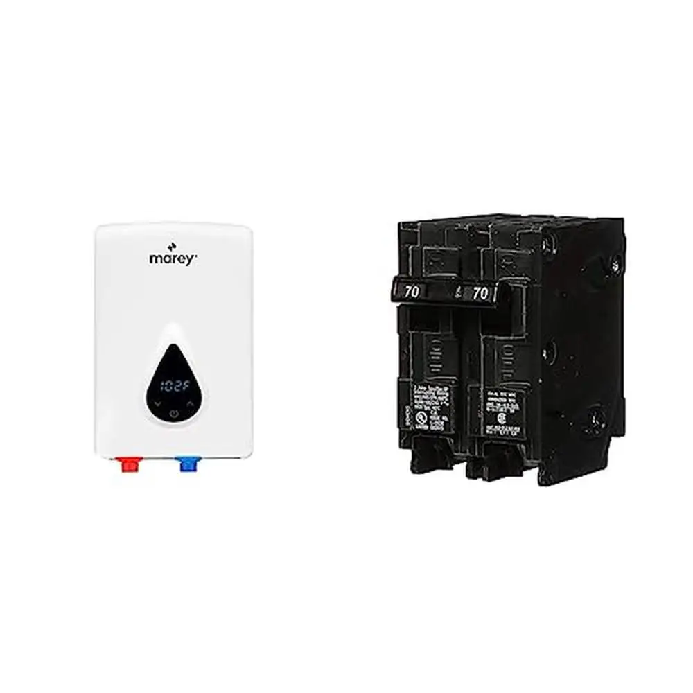 Tankless Water Heater Smart Control LCD Panel Home Office Unlimited Hot Water 2.5GPM Energy Saving Compact Space Double Pole