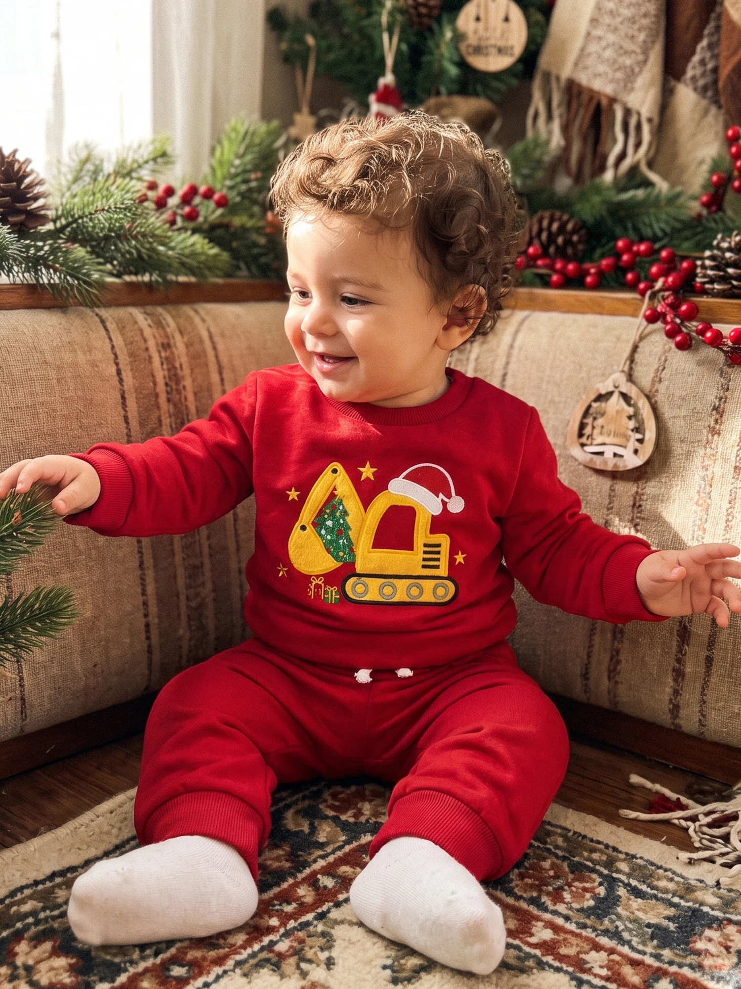 Sweatshirt With Sweatshirt-With-Sweatpants Embroidery Sweatshirt Long Sleeve Embroidery Sleeve Christmas Costume Long