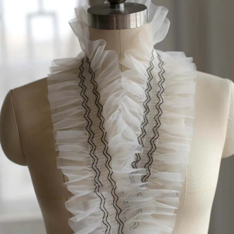 

10M White Organza DIY Clothing Accessories Fold Chiffon Yarn Lace Mesh Lace Trim Gauze Ruffles Accessories